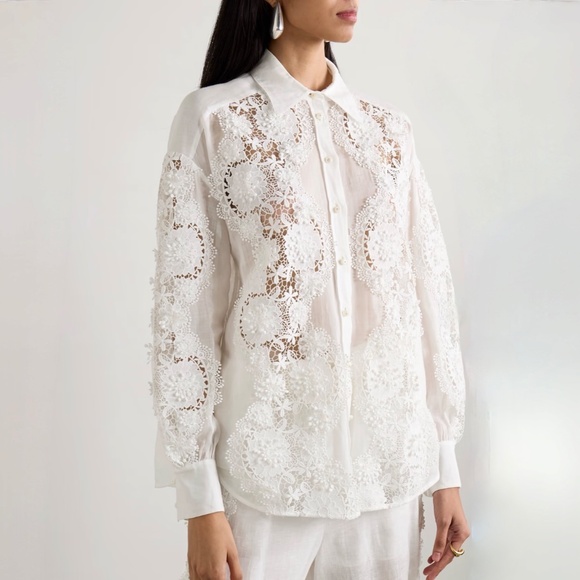 Zimmermann Halliday Lace Flower Shirt Small size 1 - Picture 5 of 16